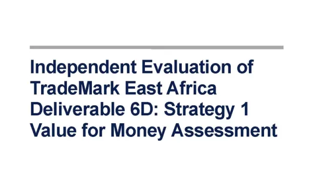 Strategy 1 Value for Money Assessment