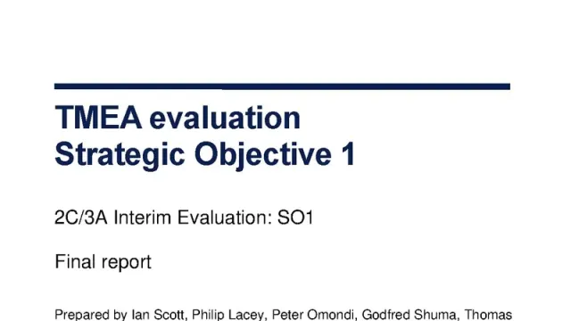 TMA Evaluation Strategic Objective 1