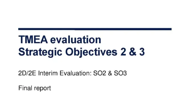 TMA Evaluation Strategic Objective 2 & 3