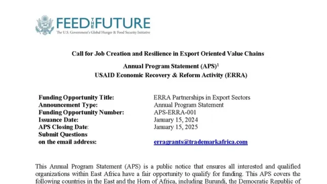 Call for Job Creation and Resilience in Export Oriented Value Chains Annual Program Statement (APS)