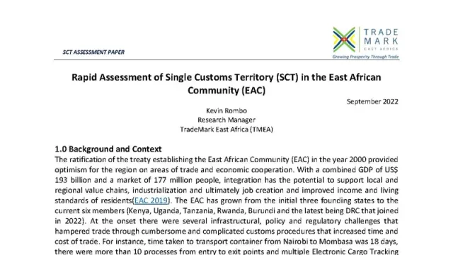 Rapid Assessment of Single Customs Territory (SCT) in the East African Community (EAC)