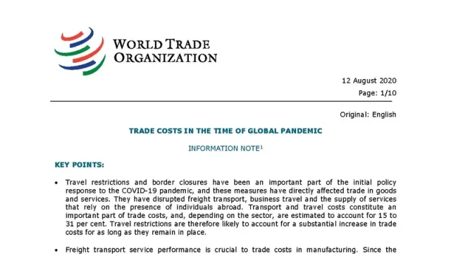 Trade Costs In The Time Of Global Pandemic