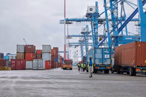 Container operations at the Port of Mombasa on 14 October 2026.