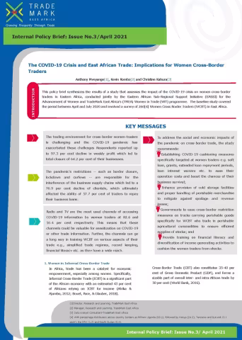 Summary The COVID-19 Crisis and East African Trade: Implications for Women Cross-Border Traders